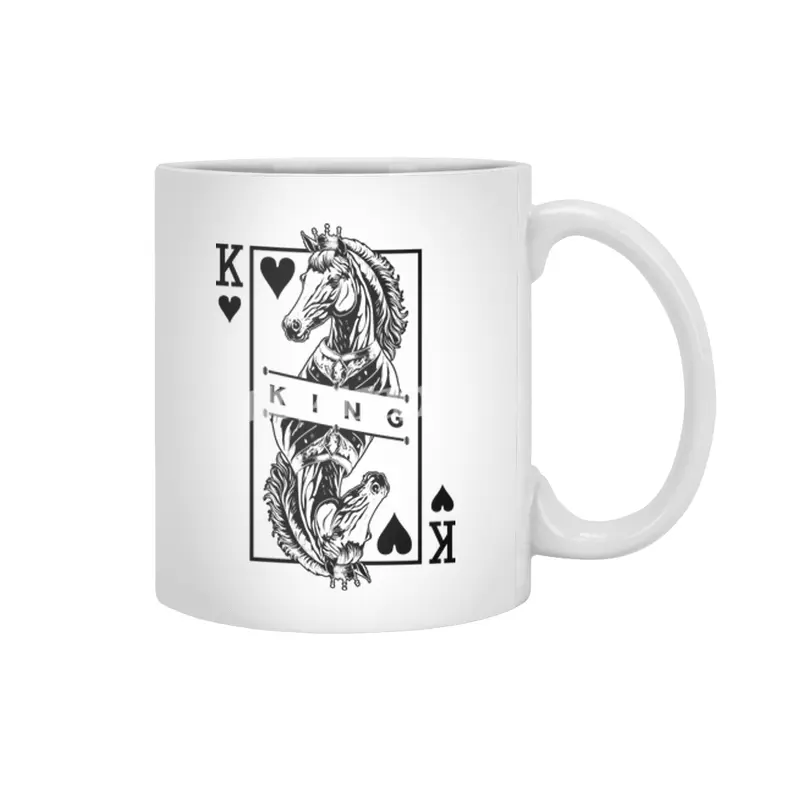Horse Lover King Of Hearts Funny Equestrian Equine Pop Art Beyaz Kupa