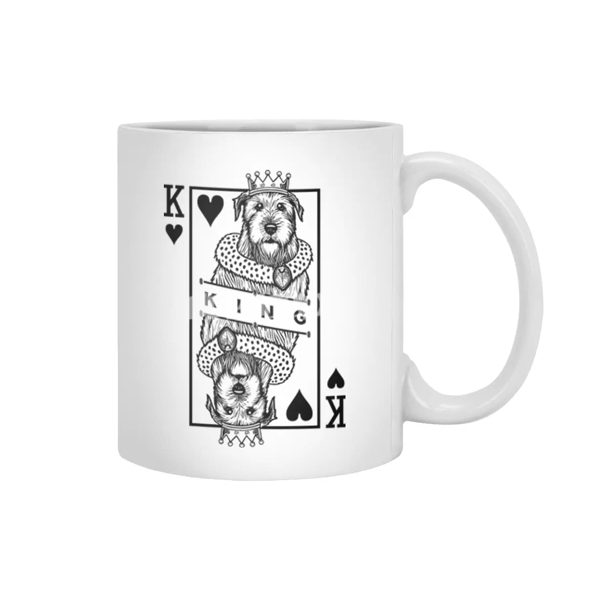 Irish Wolfhound King Of Hearts Funny Dog Card Pop Art Beyaz Kupa
