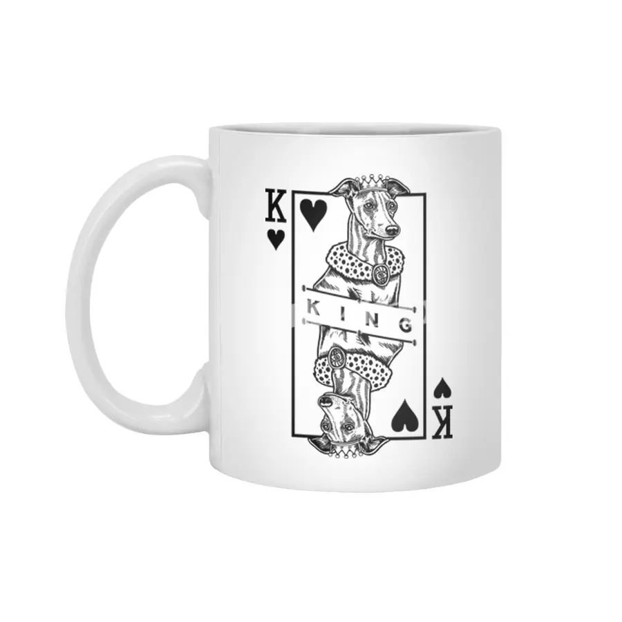 Italian Greyhound King Of Hearts Funny Dog Lover Pop Art Beyaz Kupa