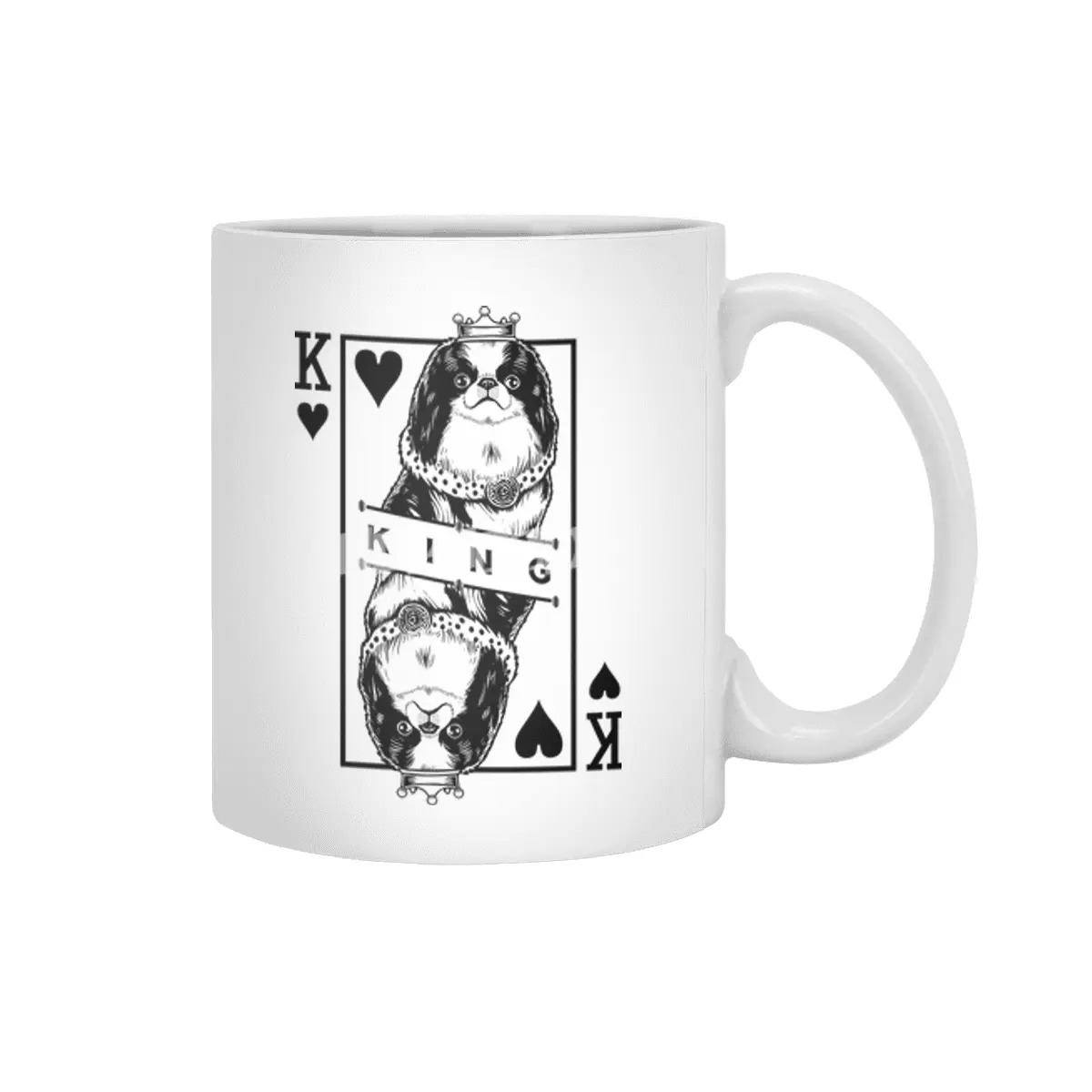 Japanese Chin Spaniel King Of Hearts Funny Dog Pop Art Beyaz Kupa
