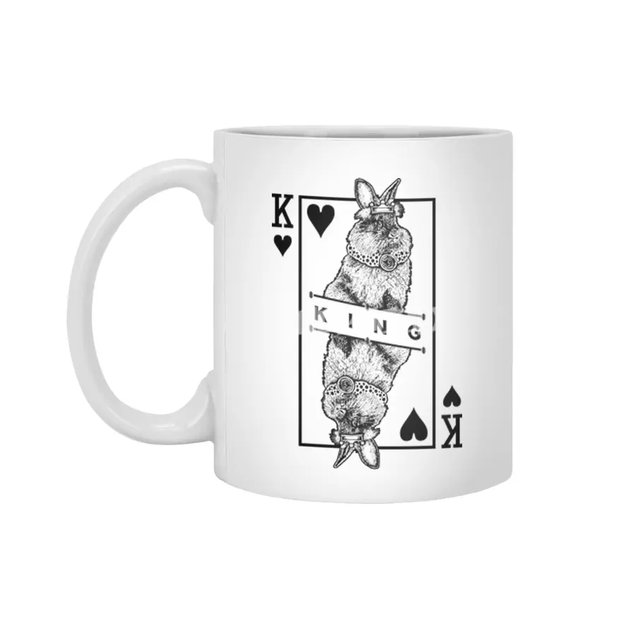 Lionhead Bunny Rabbit King Of Hearts Funny Pet Pop Art Beyaz Kupa