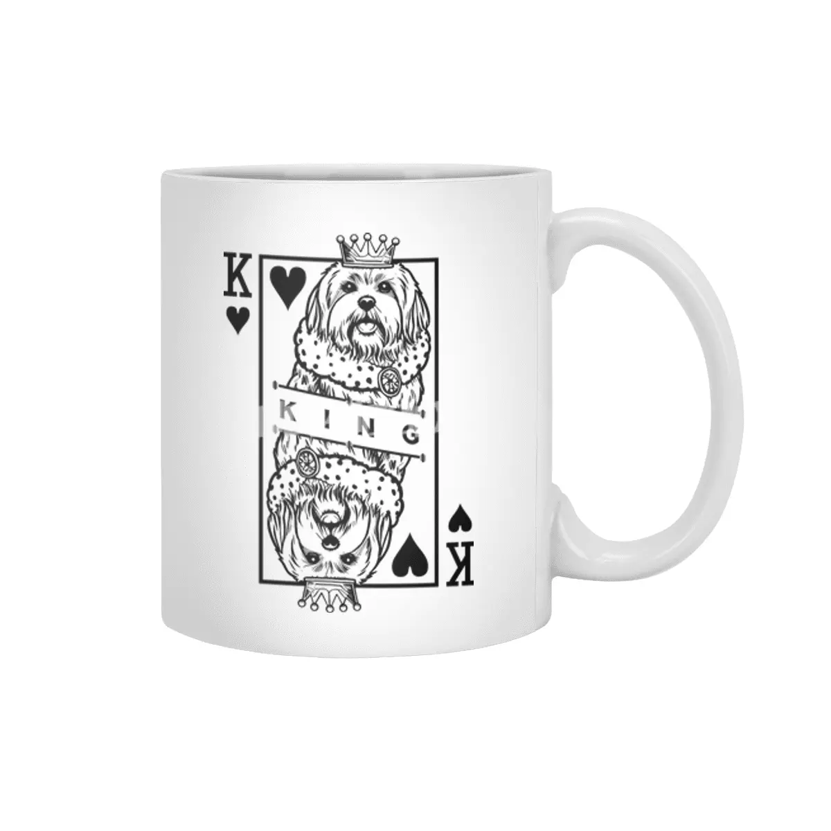 Maltese King Of Hearts Funny Dog Lover Playing Card Pop Art Beyaz Kupa