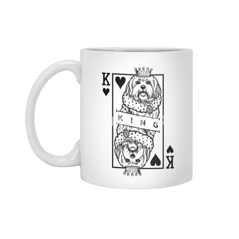 Maltese King Of Hearts Funny Dog Lover Playing Card Pop Art Beyaz Kupa