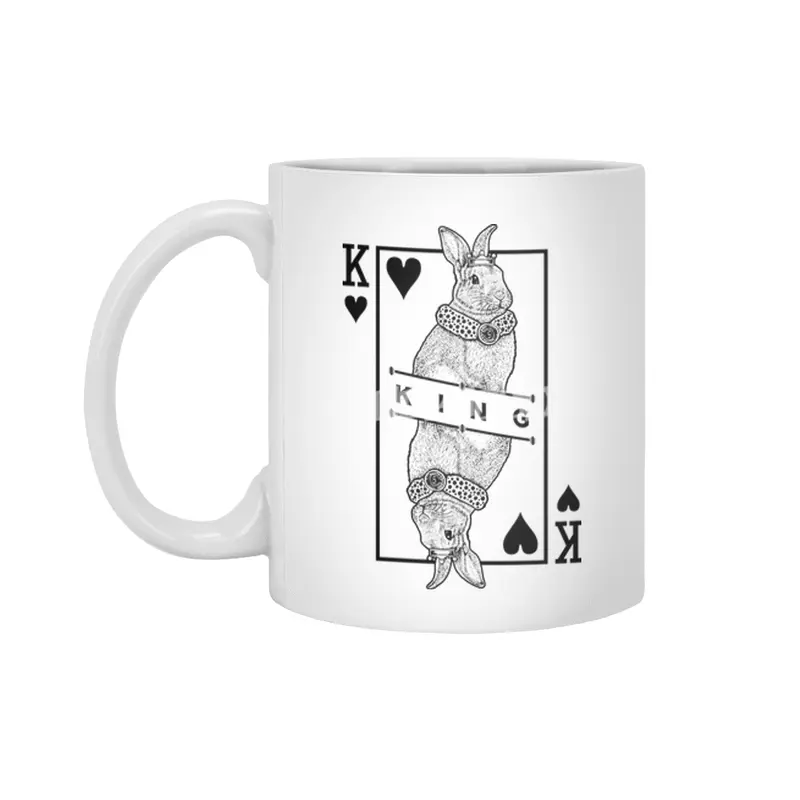 Mini Rex Bunny Rabbit King Of Hearts Funny Pet Pop Art Beyaz Kupa