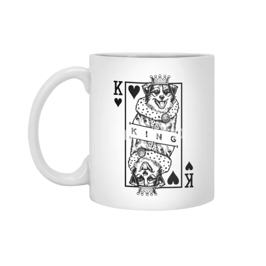 Miniature American Shepherd King Of Hearts Dog Pop Art Beyaz Kupa