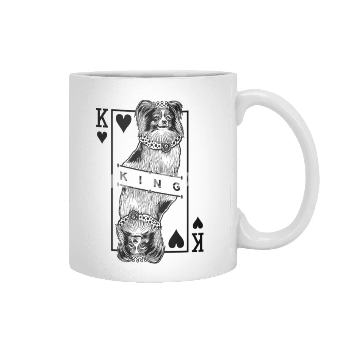 Papillon King Of Hearts Funny Butterfly Dog Lover Pop Art Beyaz Kupa
