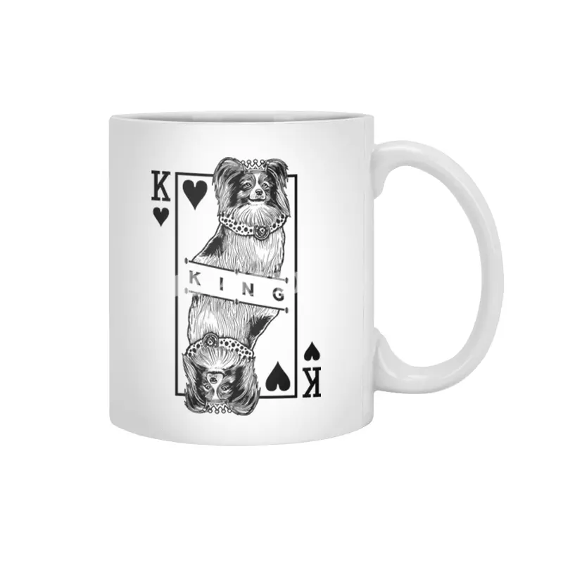 Papillon King Of Hearts Funny Butterfly Dog Lover Pop Art Beyaz Kupa