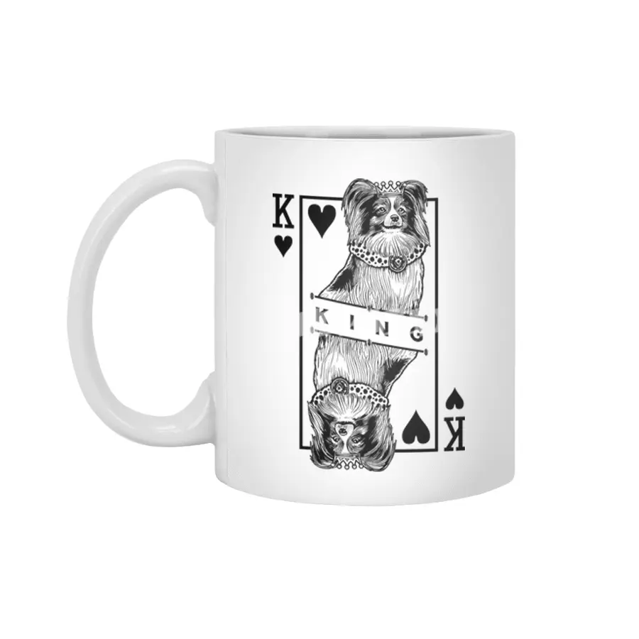 Papillon King Of Hearts Funny Butterfly Dog Lover Pop Art Beyaz Kupa