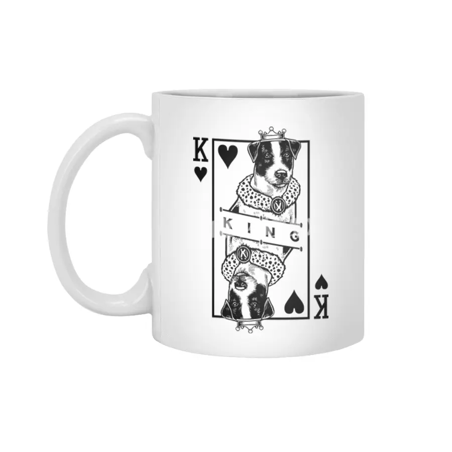 Parson Russell Terrier King Of Hearts Funny Dog Pop Art Beyaz Kupa