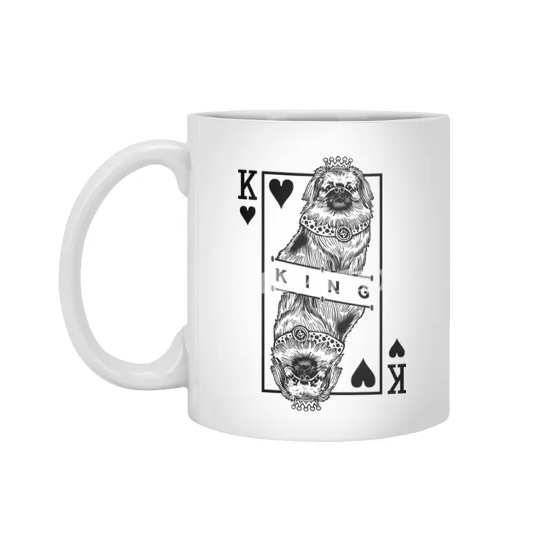 Pekingese King Of Hearts Funny Peke Dog Lover Pop Art Beyaz Kupa