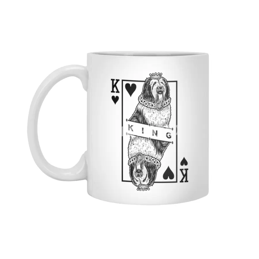 Polish Lowland Sheepdog King Of Hearts Funny PLS Dog Lover Beyaz Kupa