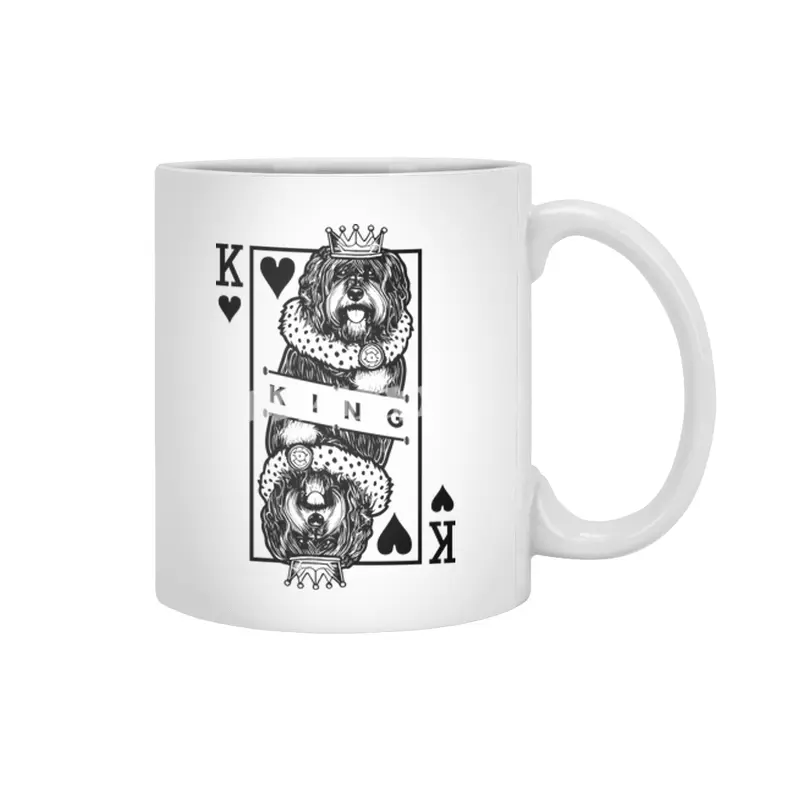 Portuguese Water Dog King Of Hearts Playing Card Pop Art Beyaz Kupa