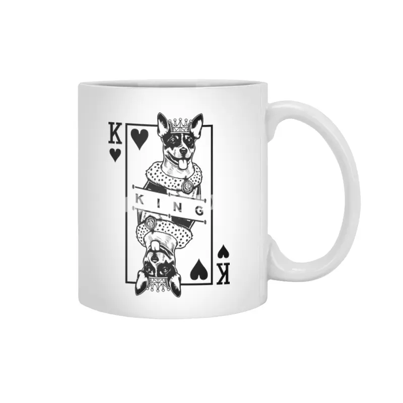Rat Terrier King Of Hearts Funny Rattie Dog Card Pop Art Beyaz Kupa
