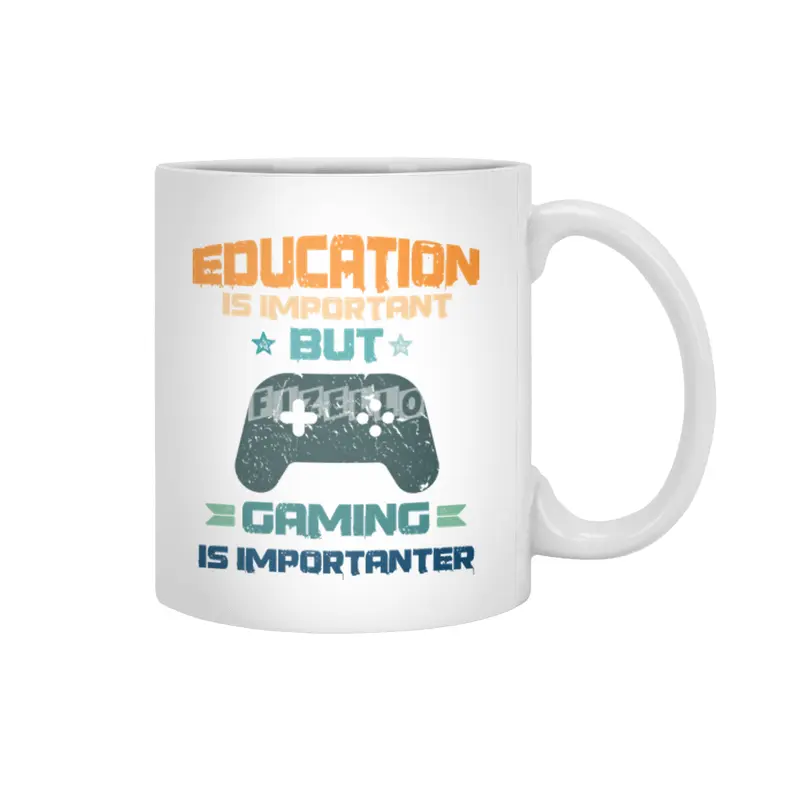 Education Is Important But Gaming Beyaz Kupa