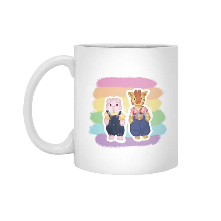 Critter Couple Pig & Giraffe Beyaz Kupa