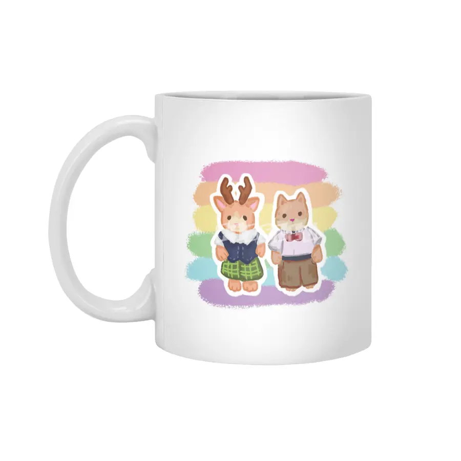 Critter Couple Reindeer & Shiba Inu Beyaz Kupa
