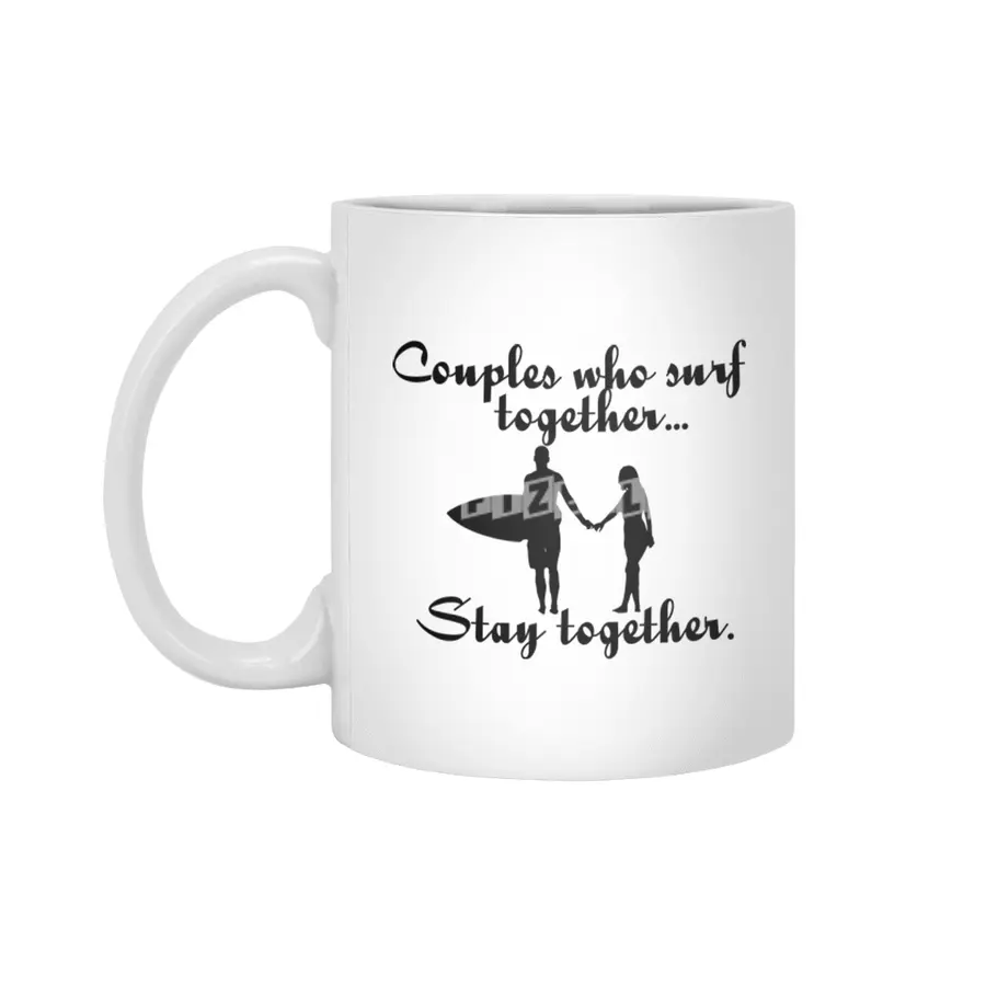 Arecaceae Co. "Couples who surf" Slogan Beyaz Kupa