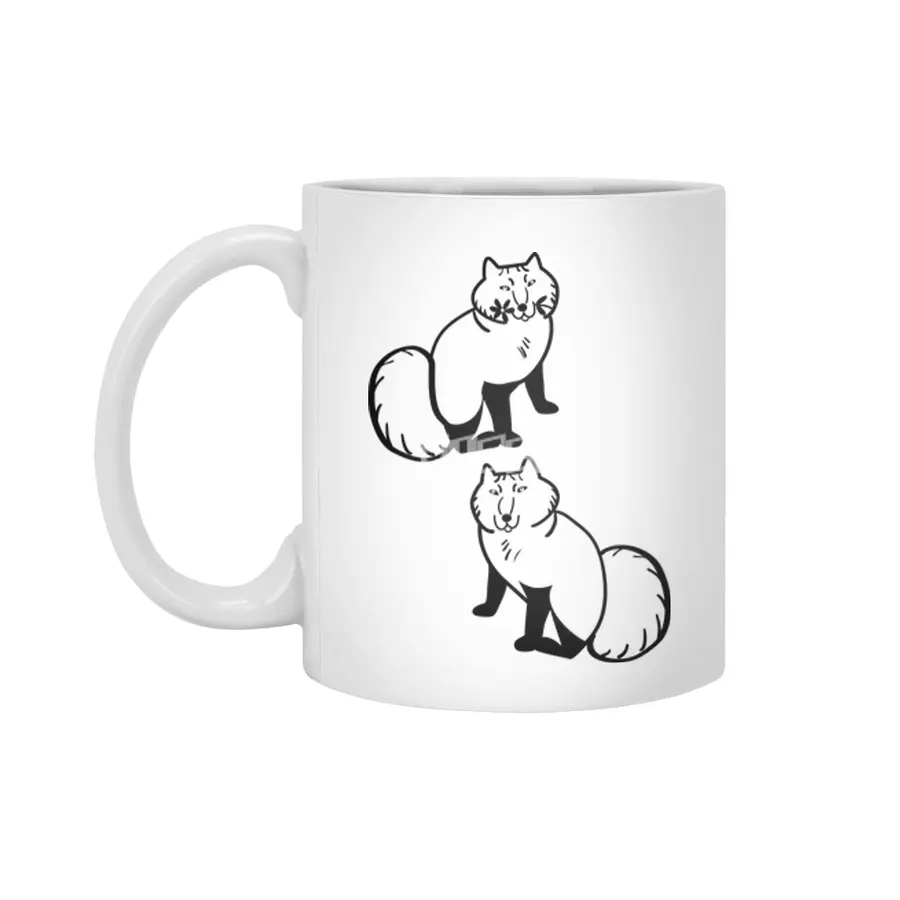 Arctic Fox couple scandinavian style Beyaz Kupa