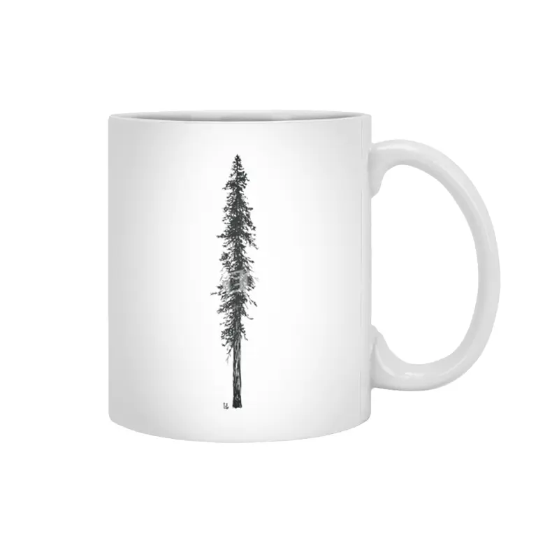 Love in the forest - a couple and their dog under a solitary, towering Douglas Fir tree Beyaz Kupa