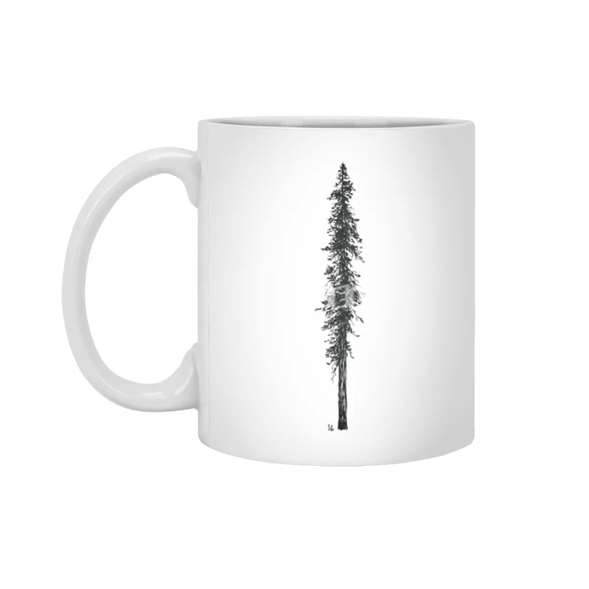 Love in the forest - a couple and their dog under a solitary, towering Douglas Fir tree Beyaz Kupa