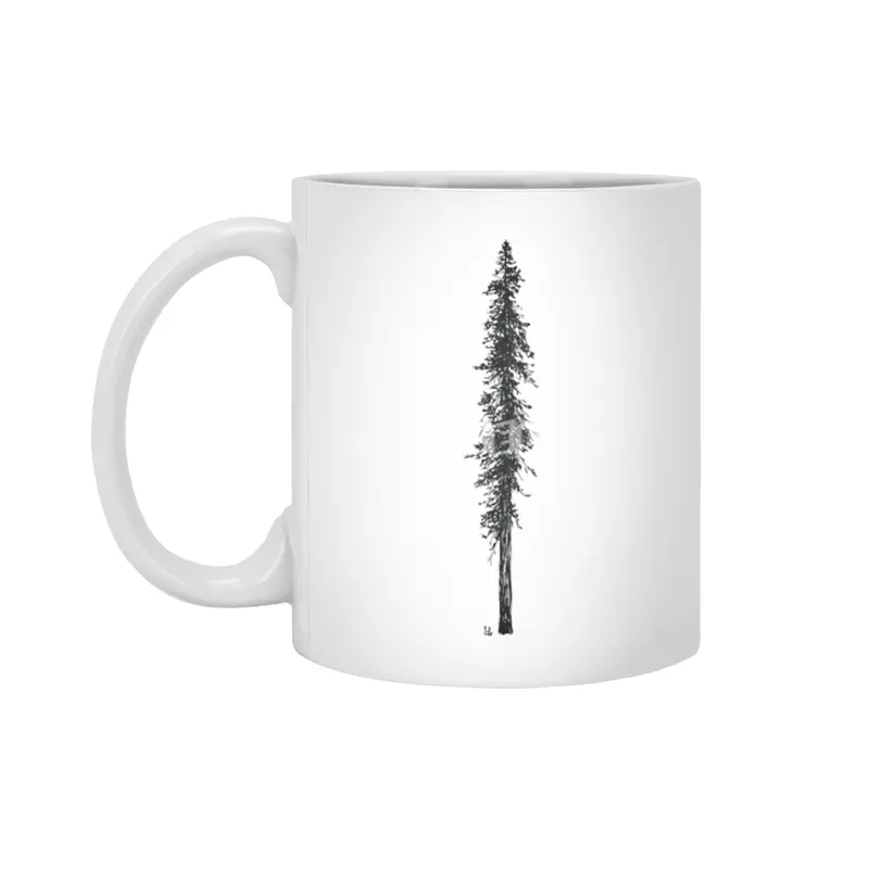 Love in the forest - a couple and their dog under a solitary, towering Douglas Fir tree Beyaz Kupa