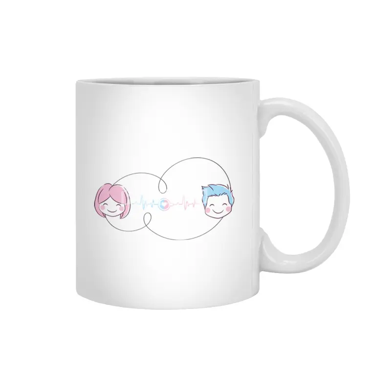 Love Couple Heart - You and Me - Cartoon Art Design Beyaz Kupa