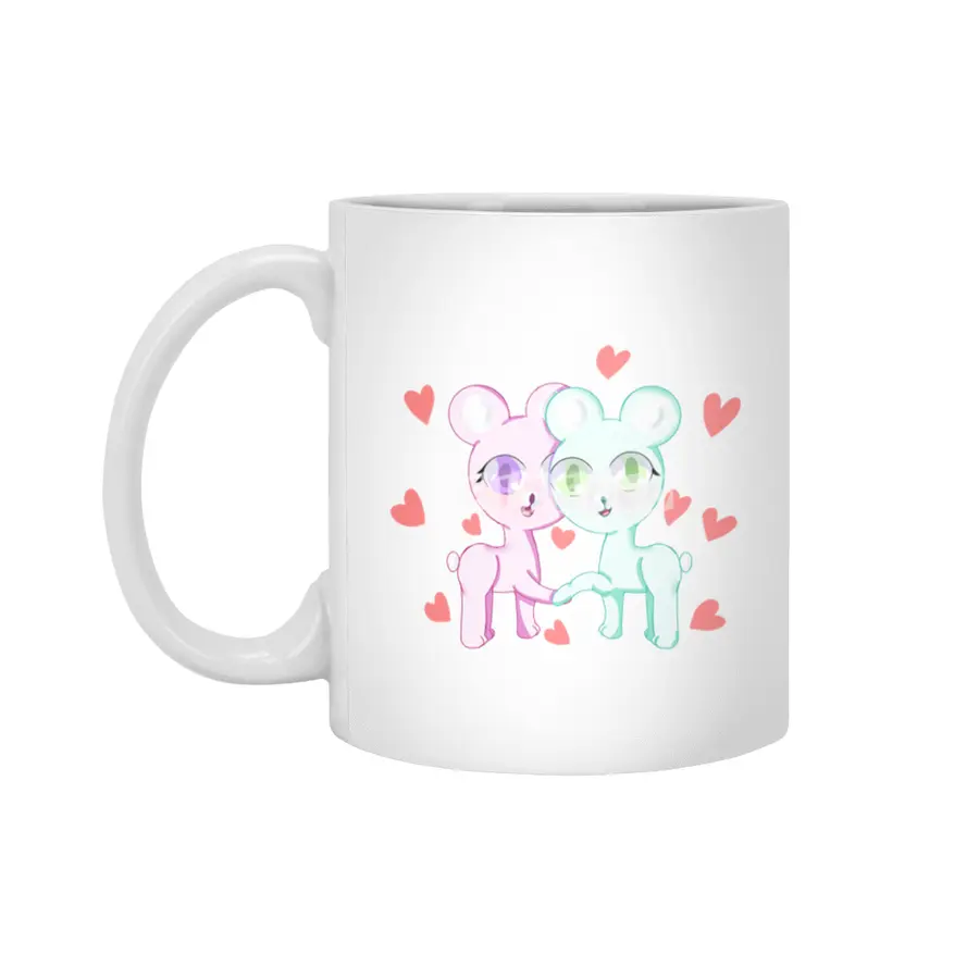 Valentine's Day Bear Couple Beyaz Kupa