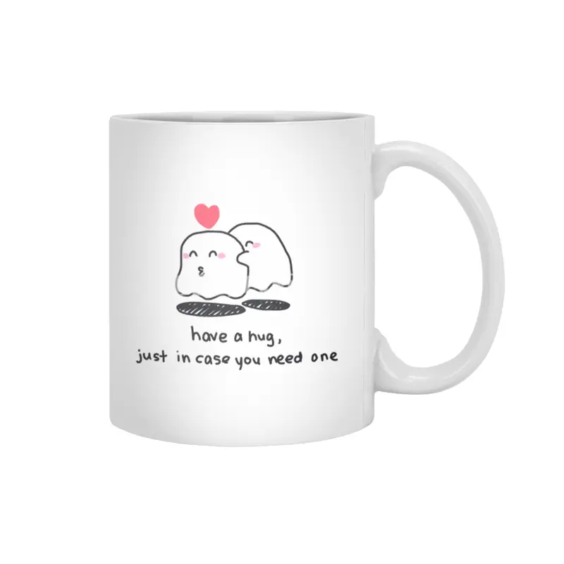 Cute ghost couple hug Beyaz Kupa