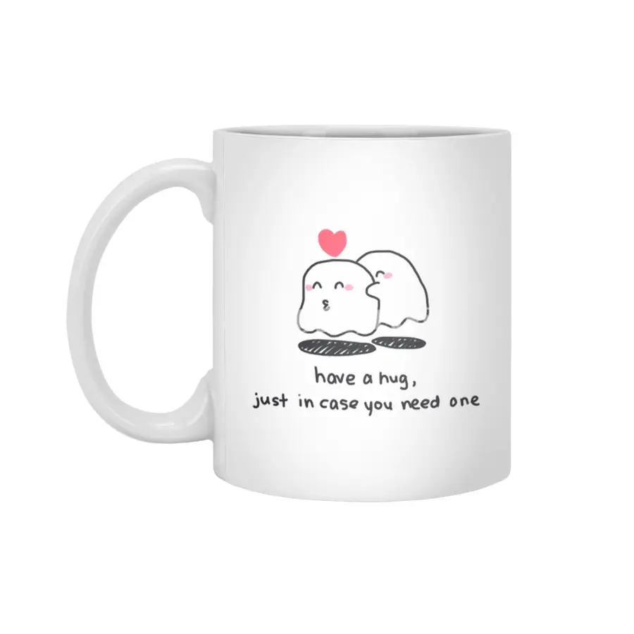Cute ghost couple hug Beyaz Kupa