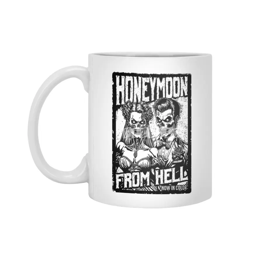 Halloween Couple Funny Retro Zombie Love Horror Movie Poster Beyaz Kupa