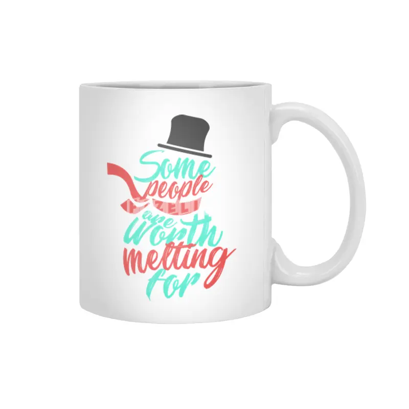 Snowman Melting Christmas Snow Love Couple Lover Lovers Dark Beyaz Kupa