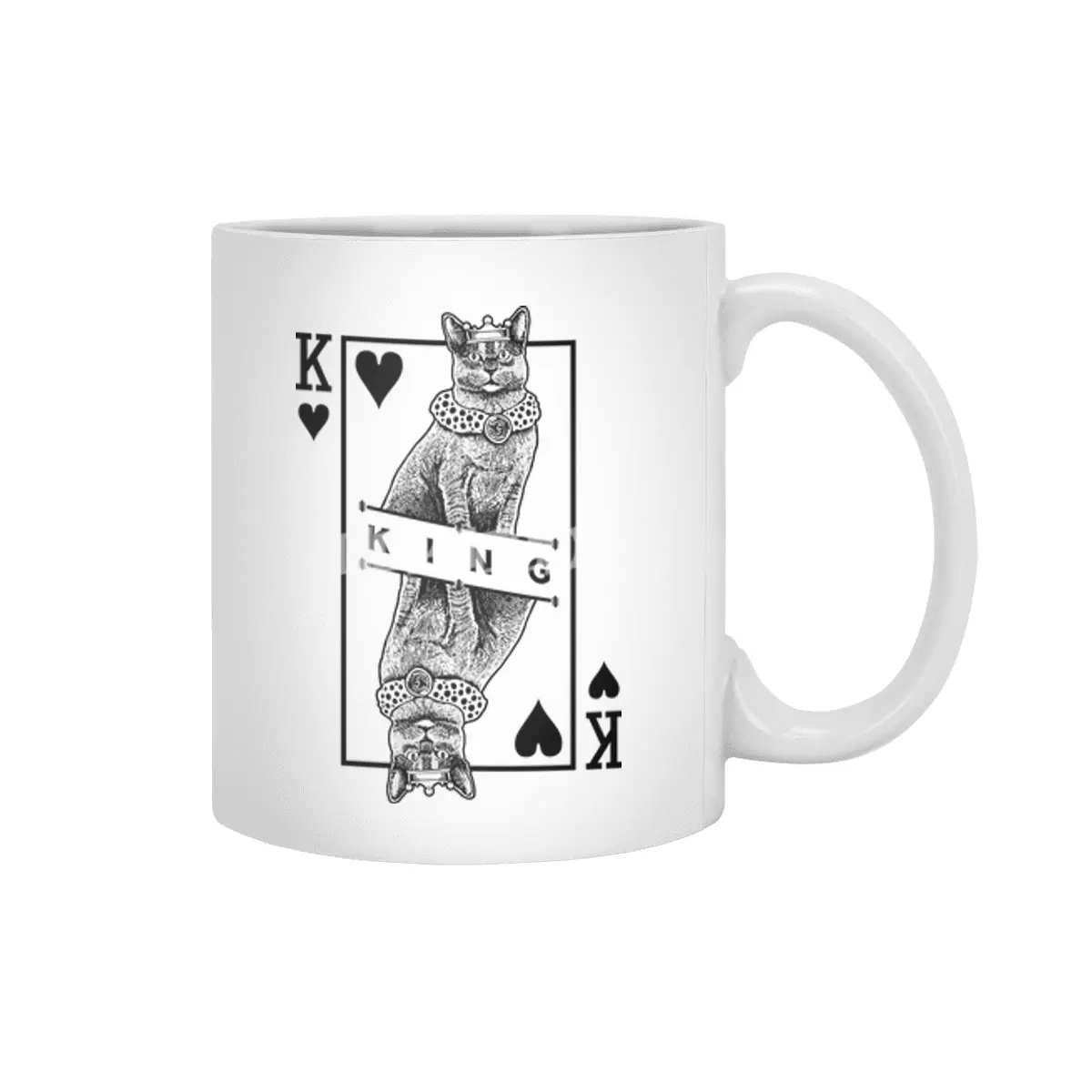 Russian Blue Cat Lover King Of Hearts Funny Pop Art Beyaz Kupa