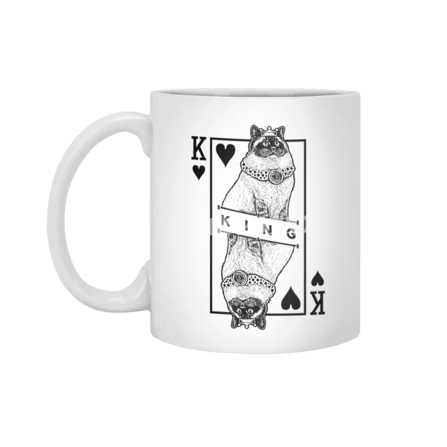 Sacred Birman Cat Lover King Of Hearts Funny Pop Art Beyaz Kupa