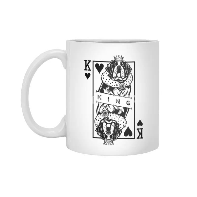 Saint Bernard King Of Hearts Funny Dog Lover Card Pop Art Beyaz Kupa