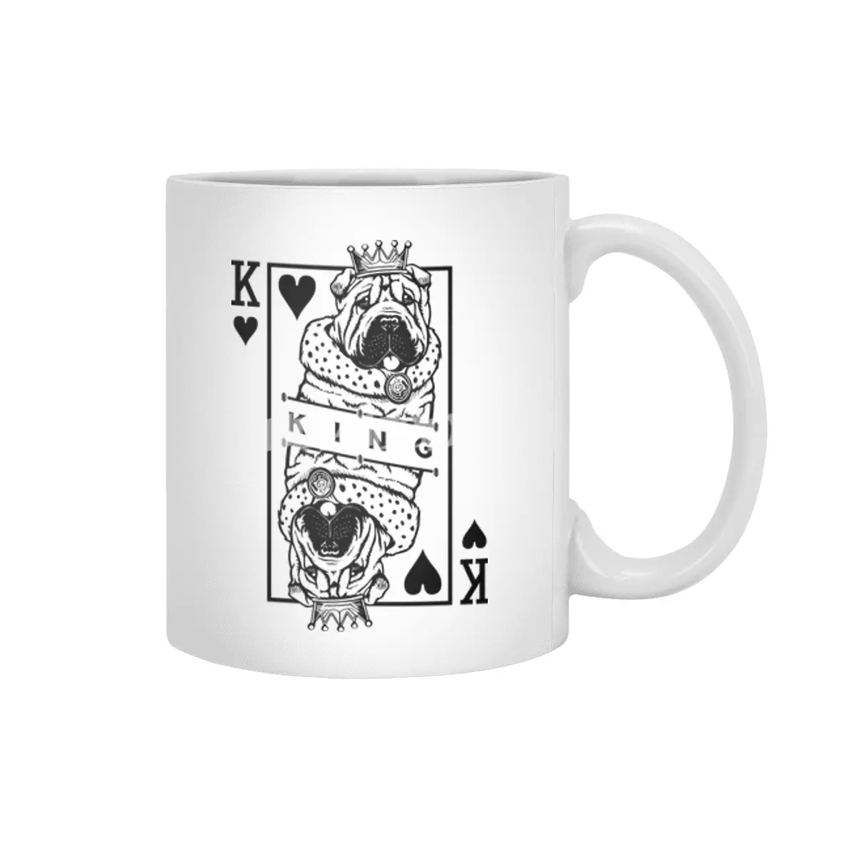 Shar Pei King Of Hearts Funny Dog Lover Card Pop Art Beyaz Kupa