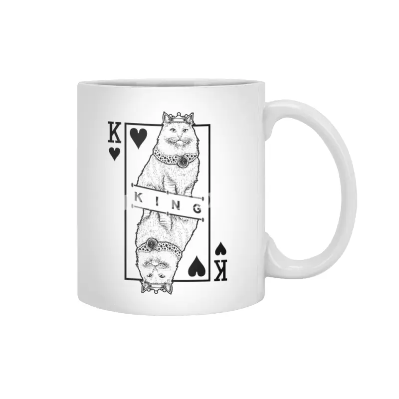 Siberian Cat Lover King Of Hearts Funny Pop Art Beyaz Kupa