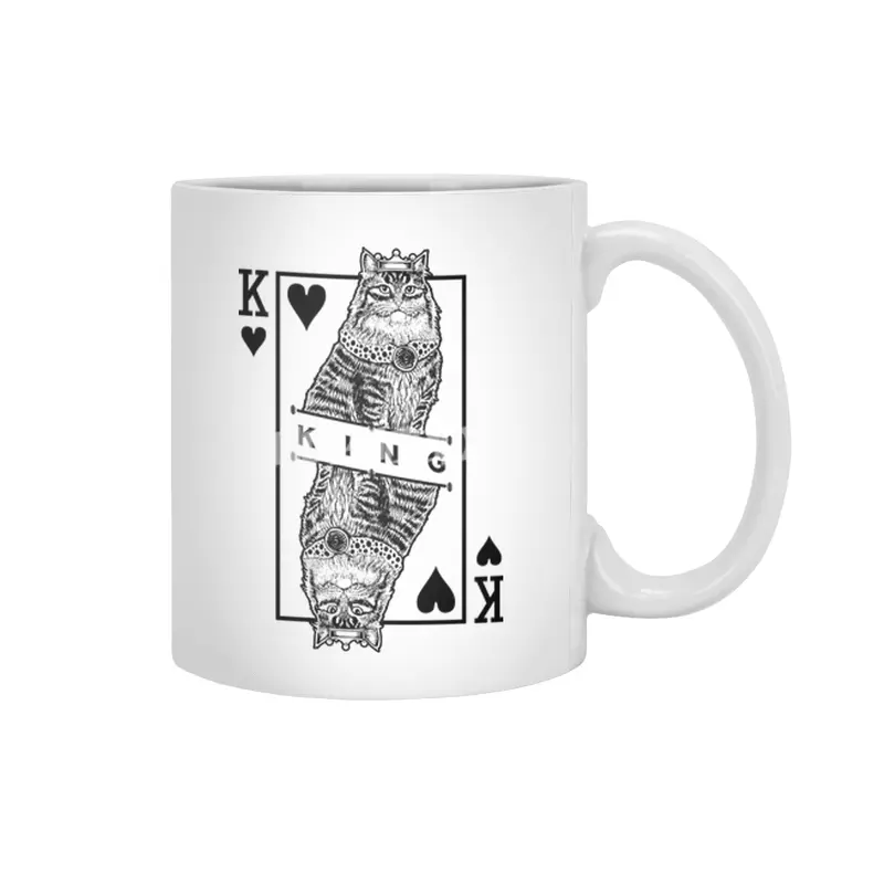 Siberian Cat Lover King Of Hearts Funny Pop Art Beyaz Kupa