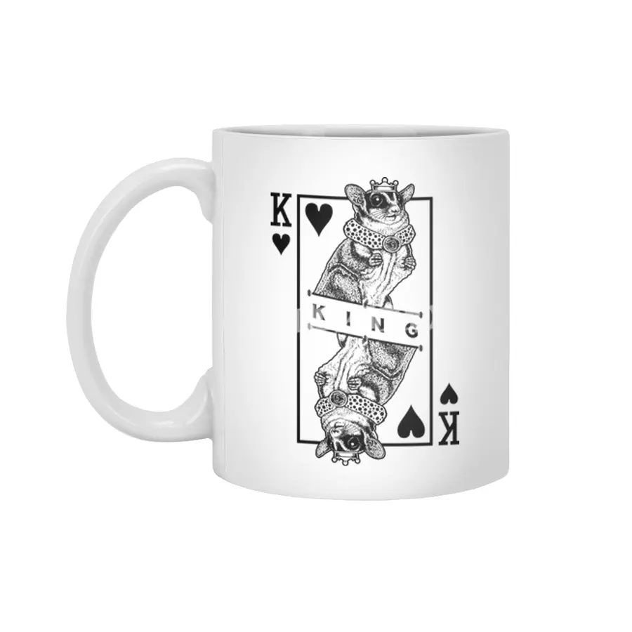Sugar Glider Lover King Of Hearts Funny Pet Possum Pop Art Beyaz Kupa