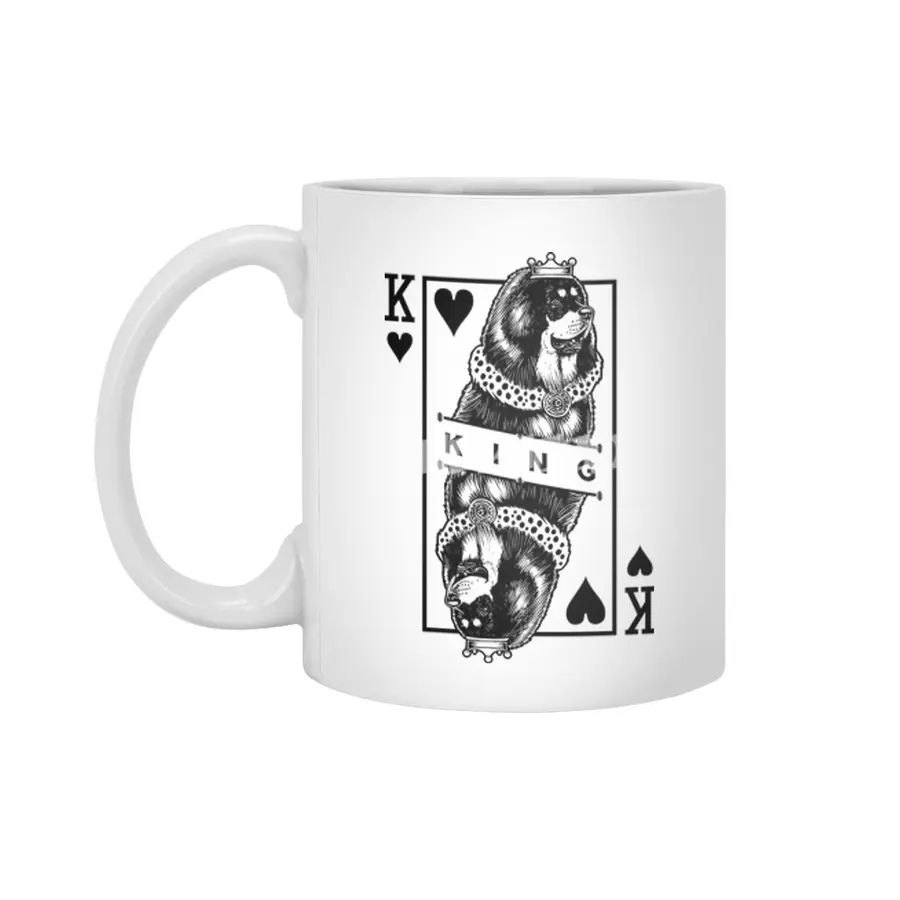 Tibetan Mastiff King Of Hearts Funny Dog Lover Pop Art Beyaz Kupa