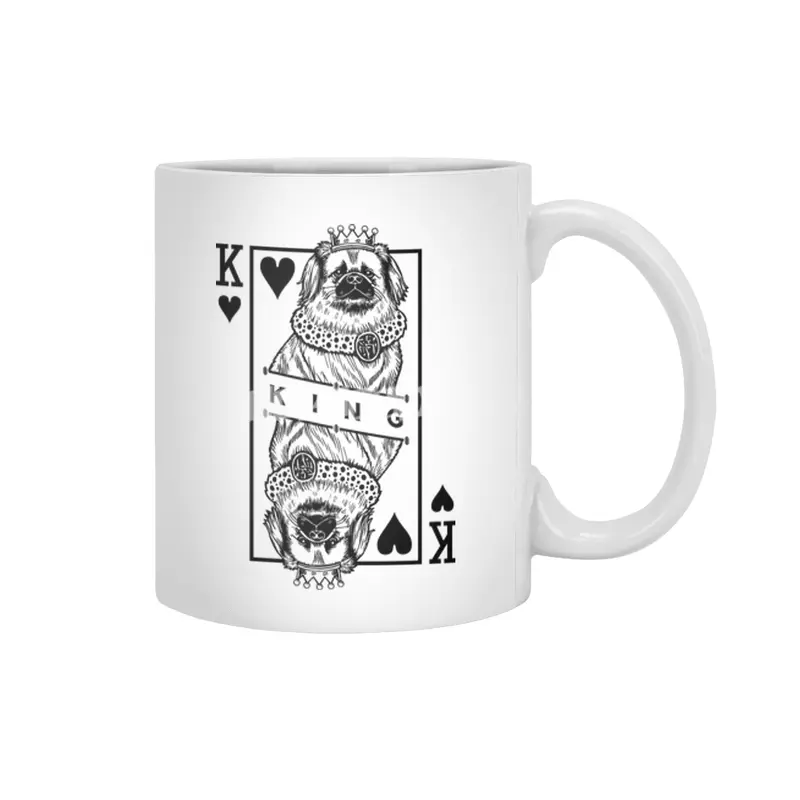 Tibetan Spaniel King Of Hearts Funny Dog Lover Pop Art Beyaz Kupa