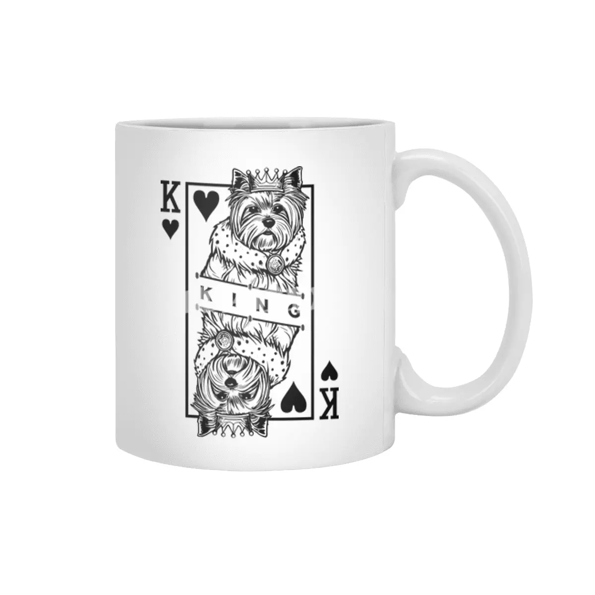 Yorkshire Terrier King Of Hearts Dog Playing Card Pop Art Beyaz Kupa