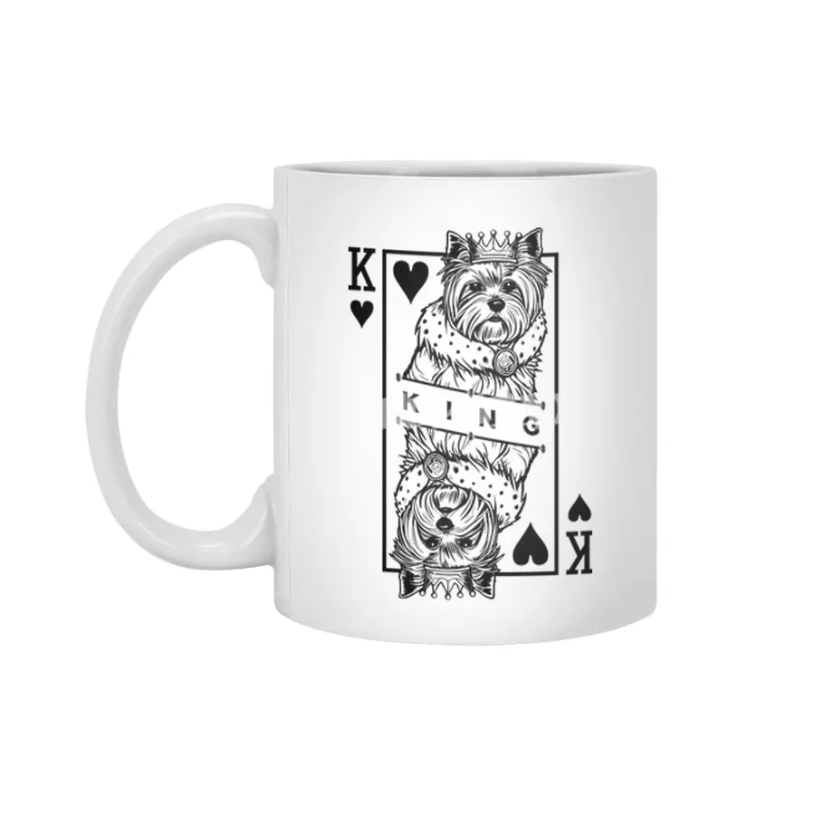 Yorkshire Terrier King Of Hearts Dog Playing Card Pop Art Beyaz Kupa