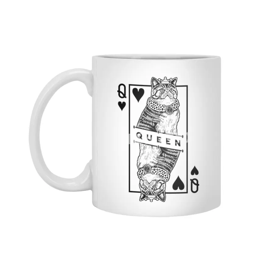 Exotic Shorthair Queen Of Hearts Funny Cat Lover Pop Art Beyaz Kupa