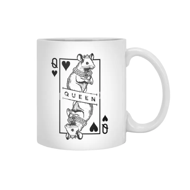Fancy Mouse Lover Queen Of Hearts Funny Pet Rodent Pop Art Beyaz Kupa