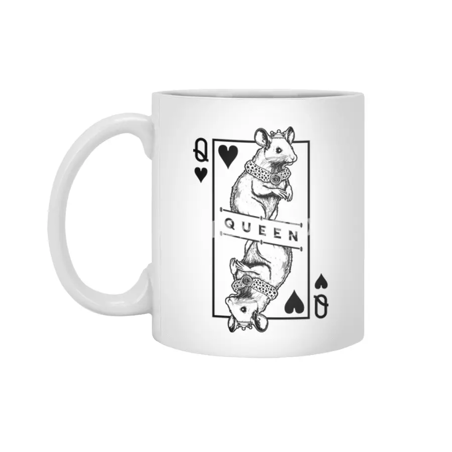 Fancy Mouse Lover Queen Of Hearts Funny Pet Rodent Pop Art Beyaz Kupa
