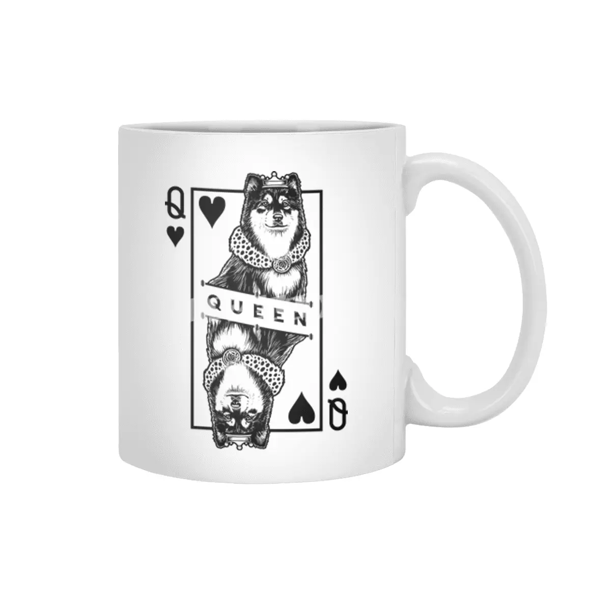 Finnish Lapphund Queen Of Hearts Funny Dog Lover Pop Art Beyaz Kupa