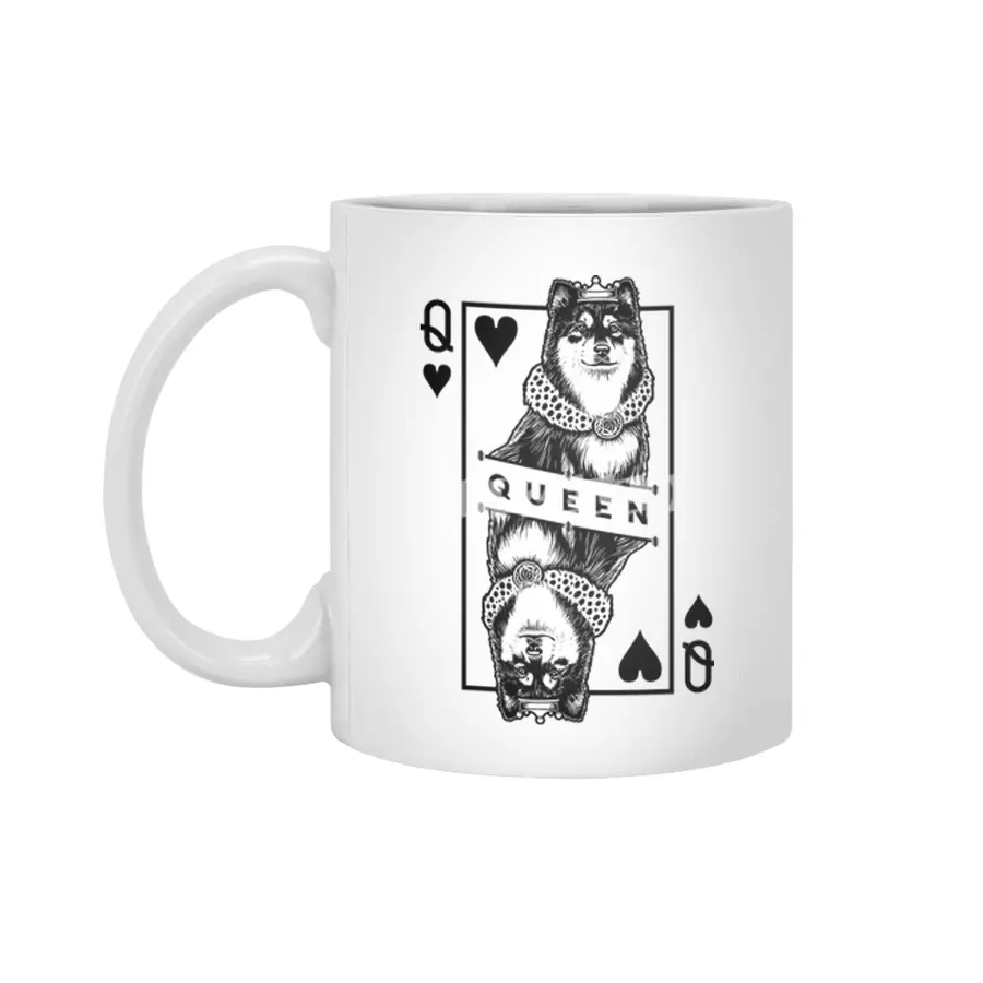 Finnish Lapphund Queen Of Hearts Funny Dog Lover Pop Art Beyaz Kupa