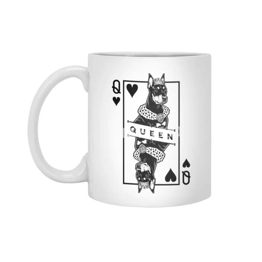 German Pinscher Queen Of Hearts Funny Dog Lover Pop Art Beyaz Kupa
