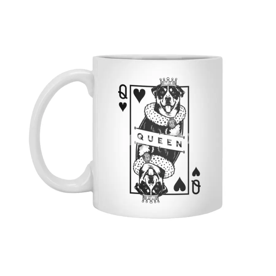 Greater Swiss Mountain Dog Queen Of Hearts Card Pop Art Beyaz Kupa