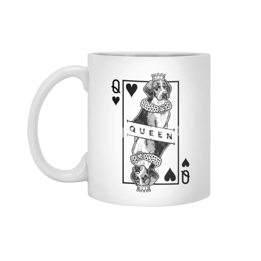 Harrier Beagle Queen Of Hearts Funny Dog Lover Pop Art Beyaz Kupa